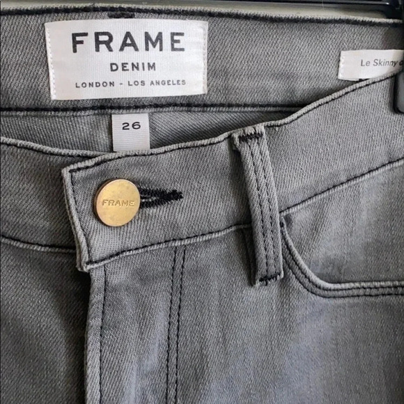 Frame Thatcher Gray Zipper Trim Skinny Jeans size 26 - Picture 9 of 12
